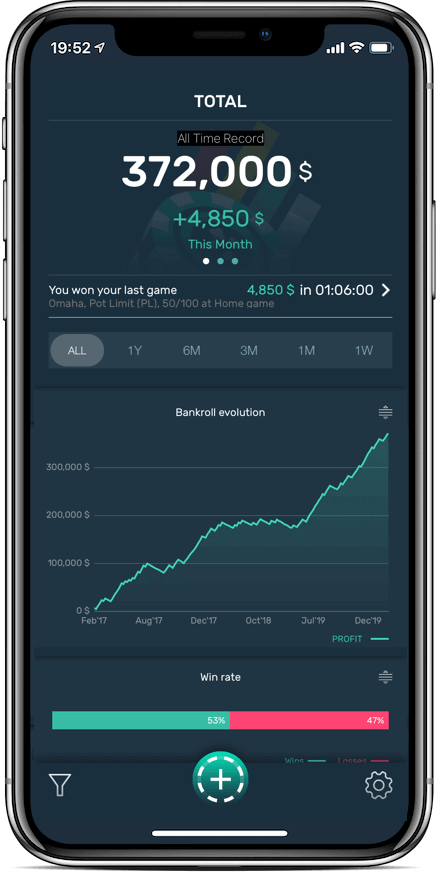 Screenshot of Poker Stack app showing user-friendly interface for bankroll management.